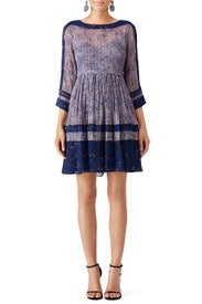 Floral Border Purple Fields Dress by Rebecca Taylor NYC