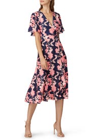 Pink Floral Flutter Sleeve Dress by Slate & Willow