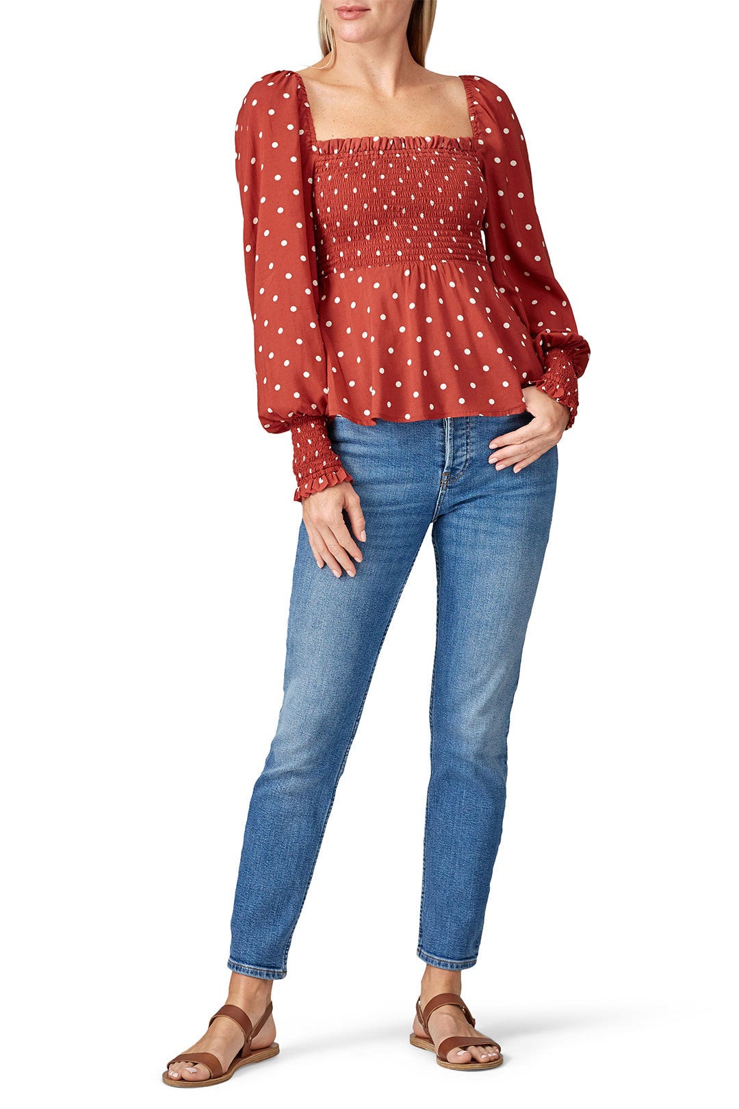 Red Polly Sunday Blouse by Auguste 0