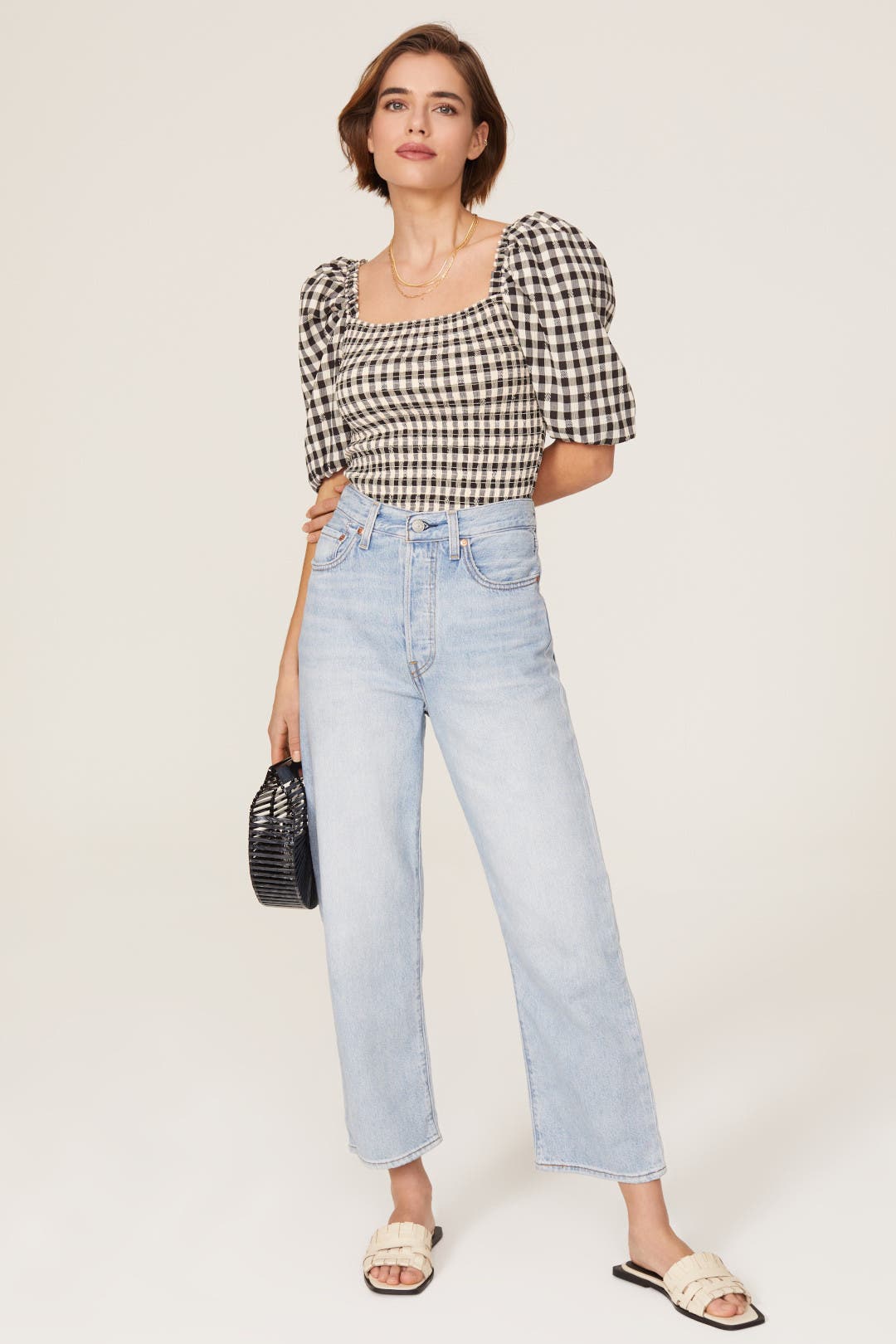 トップス tope. cross strap tunic / gingham p.b Daisy Collared Shirt | Tops | Apparel