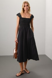 Cotton Smocked Midi Dress by Club Monaco