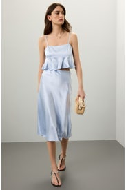 Silk Charmeuse Midi Skirt by Club Monaco