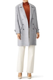 Grey Oversized Double Breasted Coat by HALSTON
