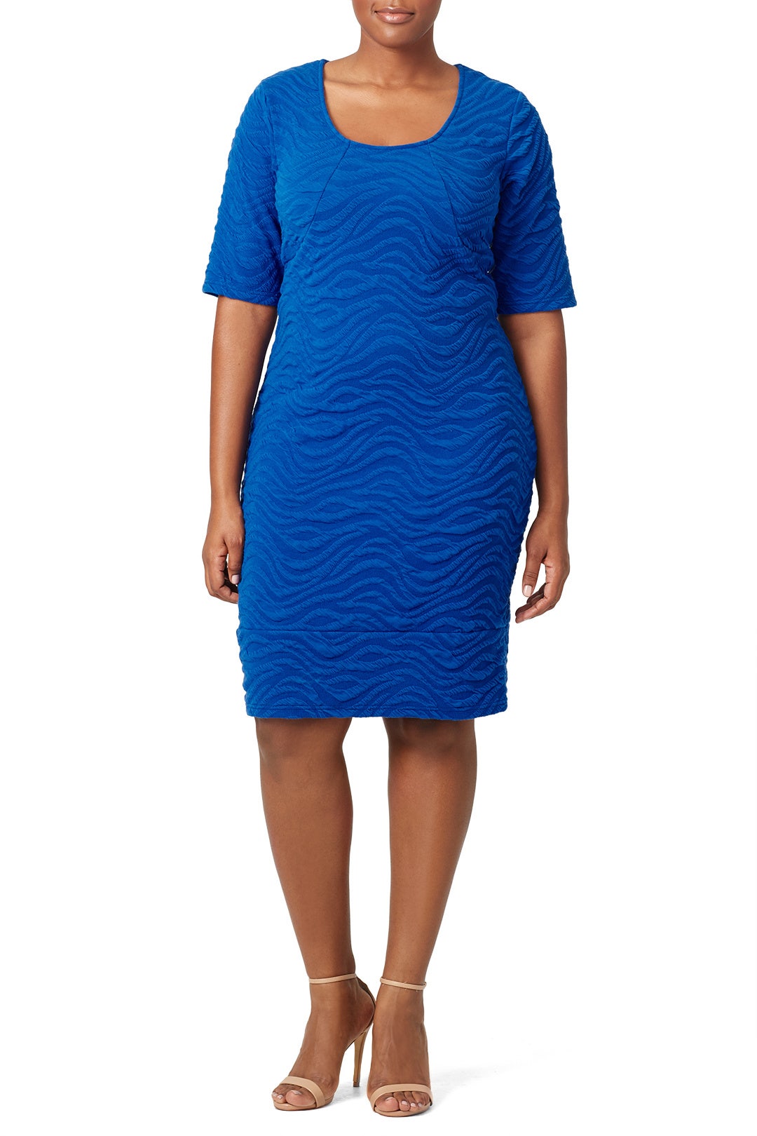 Wavy Blue Sheath Dress by JUNAROSE 0