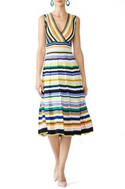 Stripe Surplice Dress by Milly