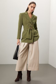 Olive Belted Blazer by Osman Yousefzada x RTR