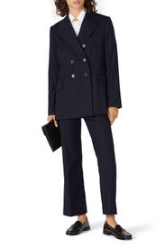 Blue Pinstriped Blazer by ALEXACHUNG