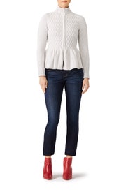 Cable Knit Front Zip Cardigan by La Vie Rebecca Taylor
