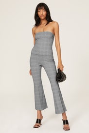 Grey Plaid Tube Top by Rosetta Getty