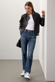 Varsity Faux Leather Jacket by Slate & Willow