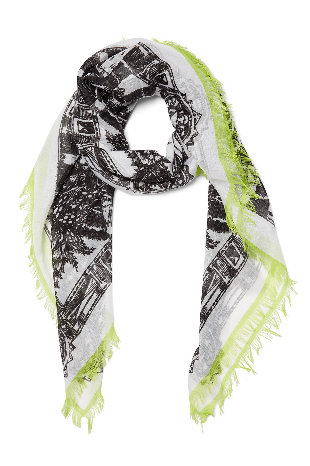 Neon Zebra Fringe Scarf by Echo Accessories