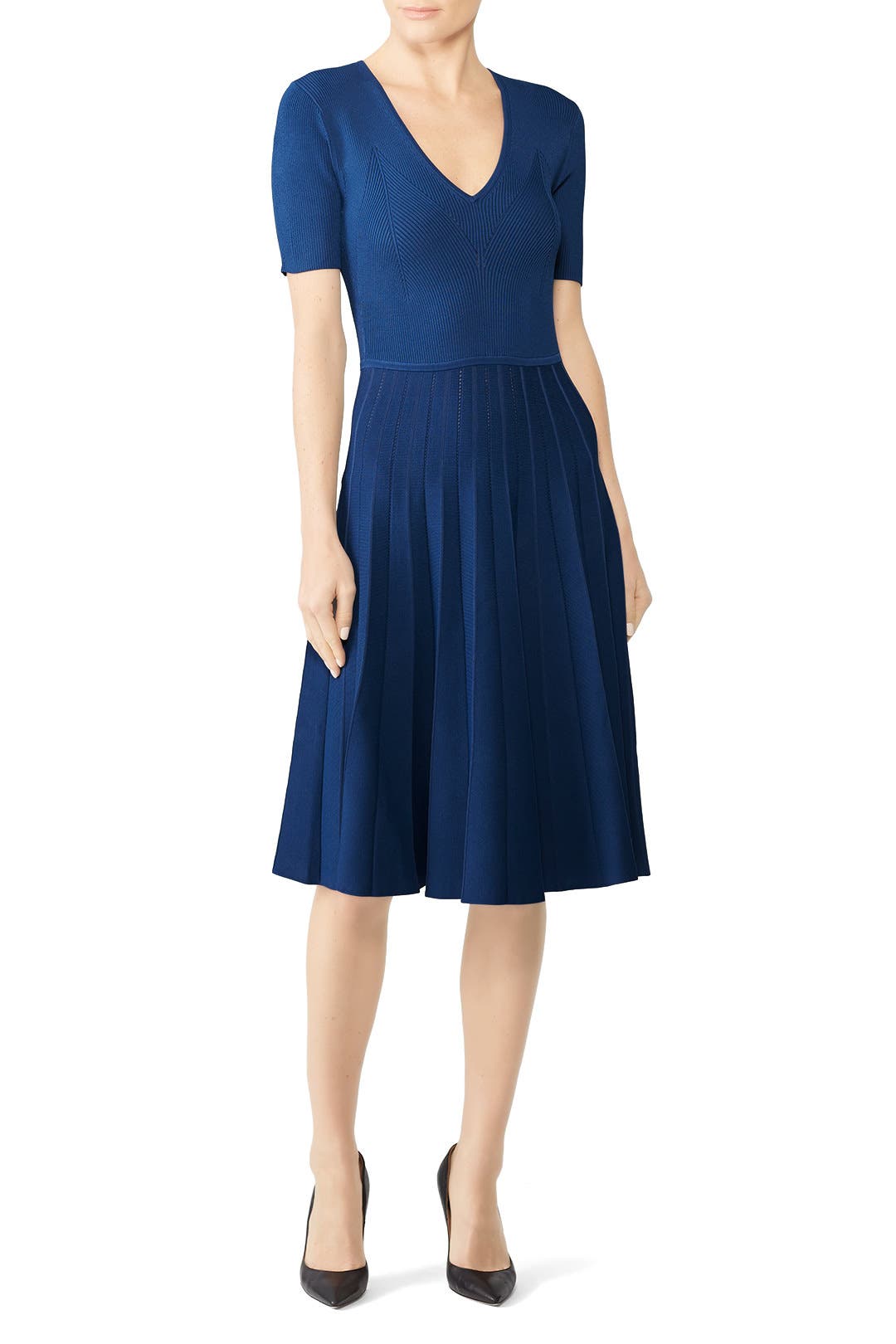 Navy Knit Flare Dress by Jason Wu Collection | Rent the Runway