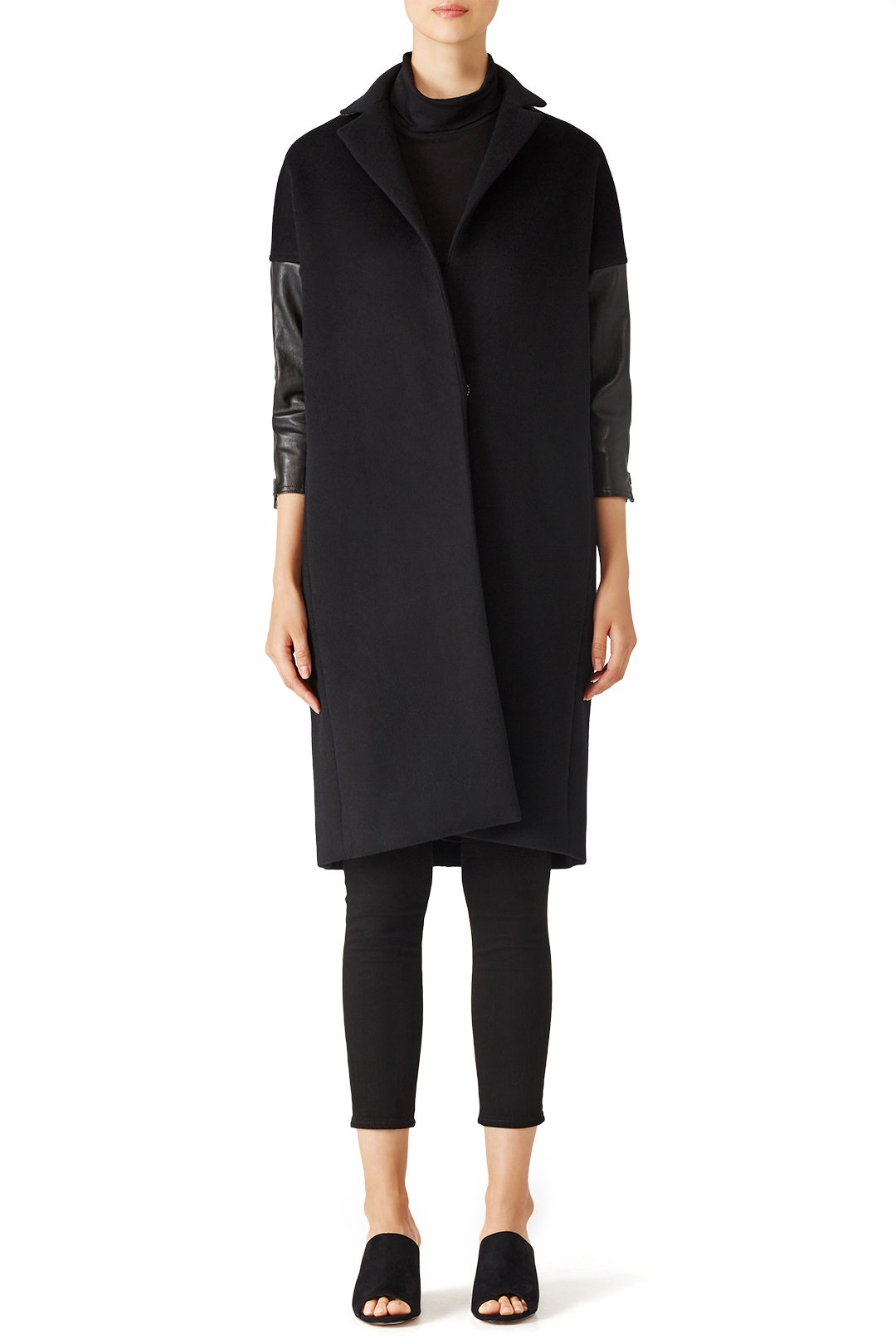 Black Leather Sleeve Jacket by KAUFMANFRANCO 0