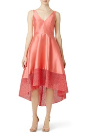 Coral Spiderweb Dress by ML Monique Lhuillier