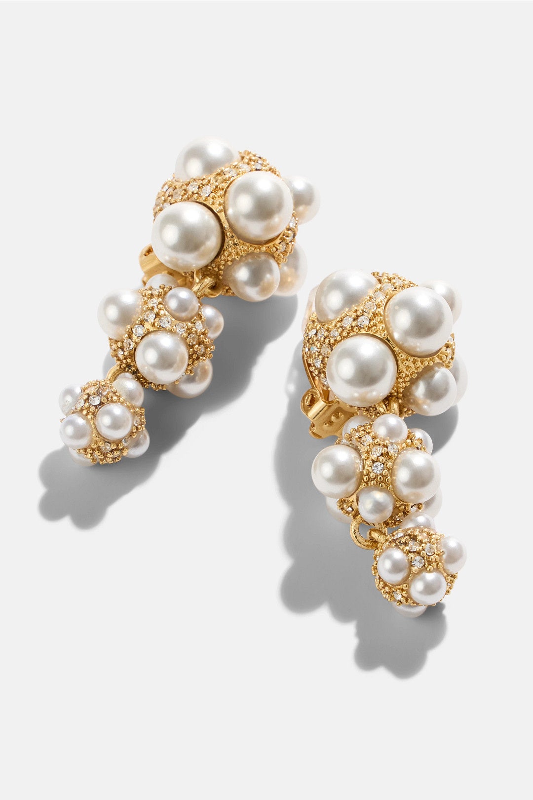 Pearl Pave Cluster Triple Drop Earrings by Oscar de la Renta 1