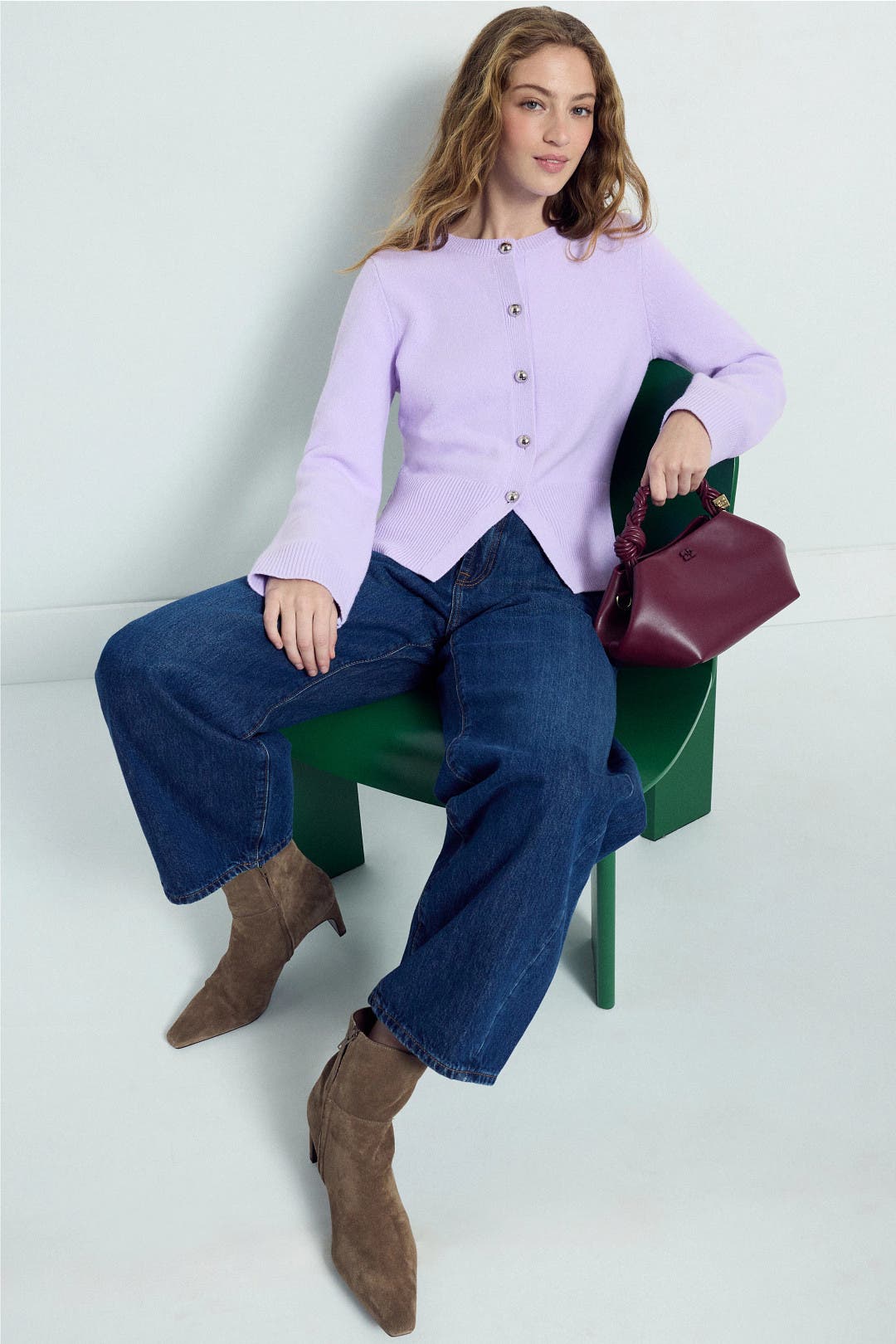 Ted Baker London Crew Neck Cardigan Purple