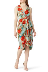 Aqua Multi Print Dress by Badgley Mischka