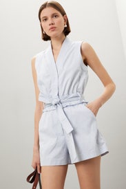 Blue Tie Waist Romper by Derek Lam 10 Crosby x RTR