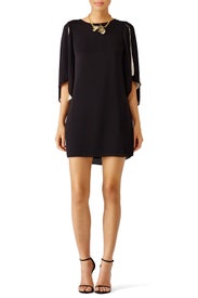 Black Cape Flutter Dress by HALSTON