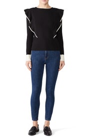 Black Ruffled Knit Top by J.O.A.