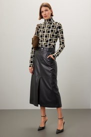 Faux Leather Midi Skirt by Saunders x RTR