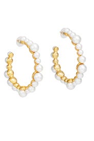 White Pearl Hoop Earrings by Kenneth Jay Lane