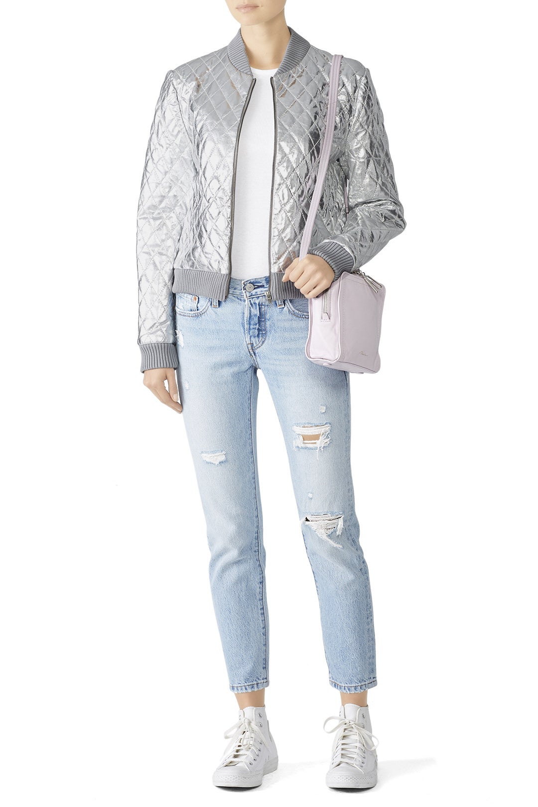 Quilted Leather Bomber by Nicole Miller 0