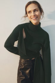 Wrap Funnel Neck Sweater by SIMKHAI