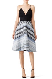 Blue Neutral Stripe Dress by Badgley Mischka