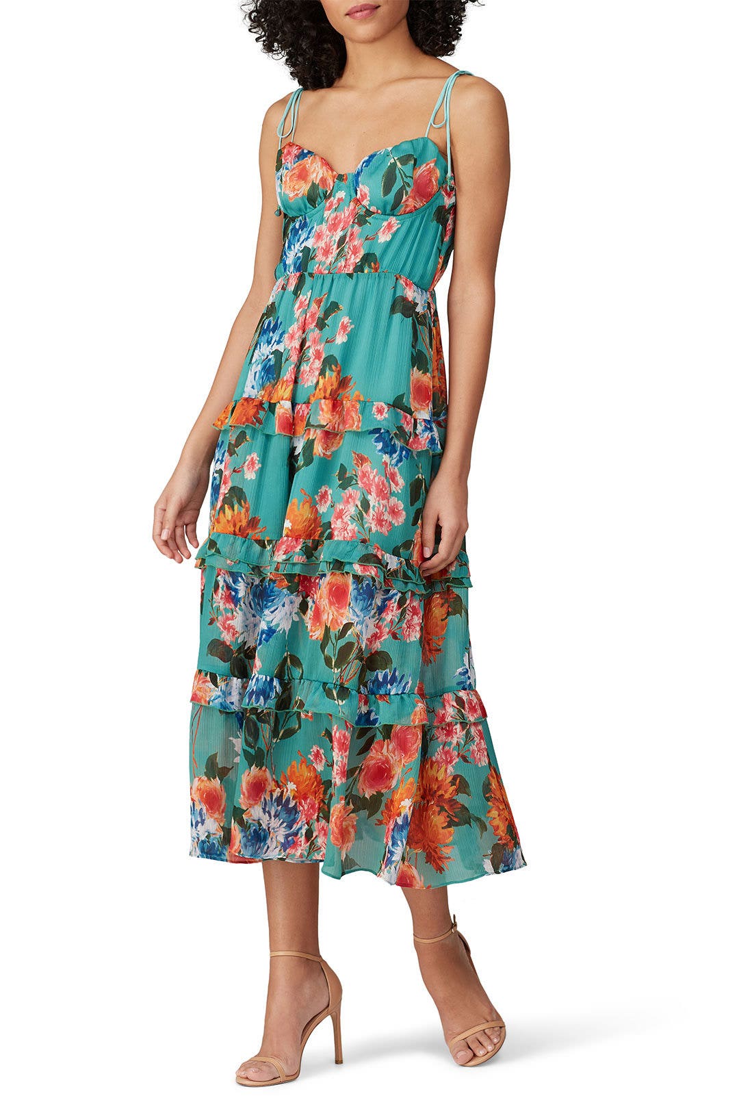 Green Floral Midi Dress by Harlyn 0