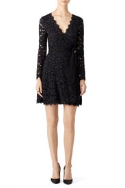 Black and Navy Shaelyn Wrap Dress by Diane von Furstenberg