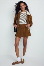 Jubelle Corduroy Pleated Mini Skirt by Maje