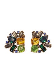 Emerald Confetti Cluster Earrings by Oscar de la Renta