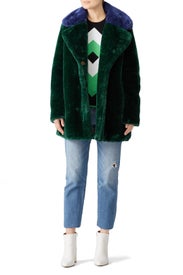 Colorblock Faux Fur Coat by PINKO