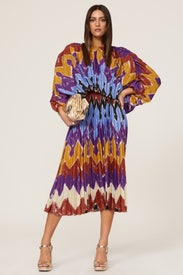 Pleated Tie Dye Blouson Dress by Stella Jean
