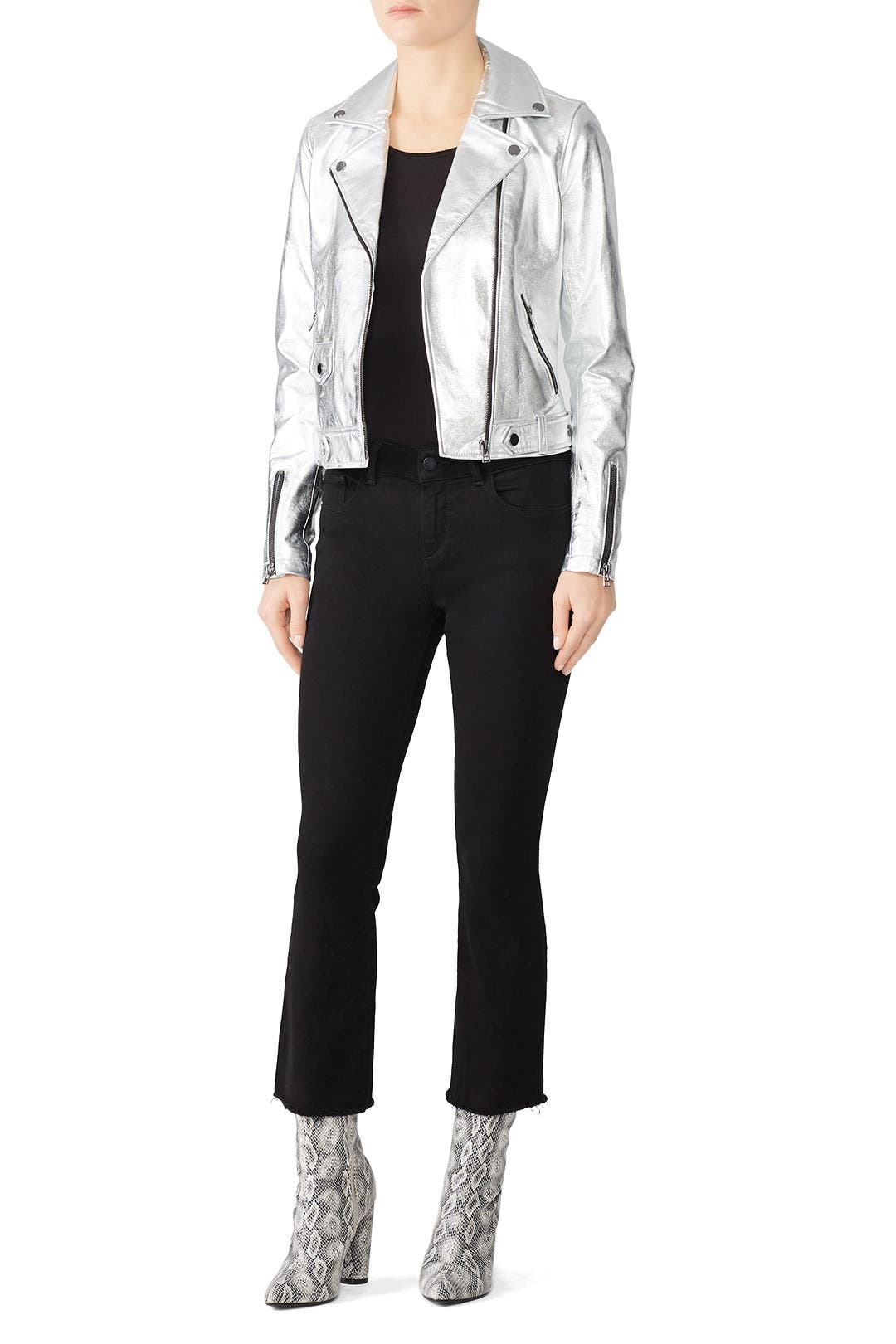 Silver Leather Jacket by Slate & Willow | Rent the Runway