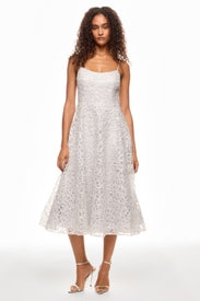 Silver Tulle Midi Dress by Theia