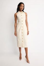 Button Front Racer Midi Dress by Toccin