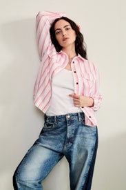 Striped Ruffle Collar Shirt by GANNI