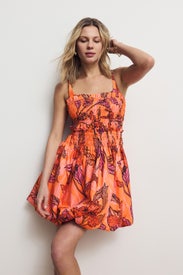 Sleeveless Smocked Bubble Mini Dress by Hutch