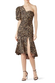 One Sleeve Leopard Dress by SIMKHAI