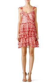 Red Printed Ruffle Dress by The Kooples