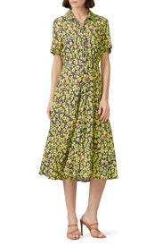 Painted Primrose Button Down Dress by Nicole Miller