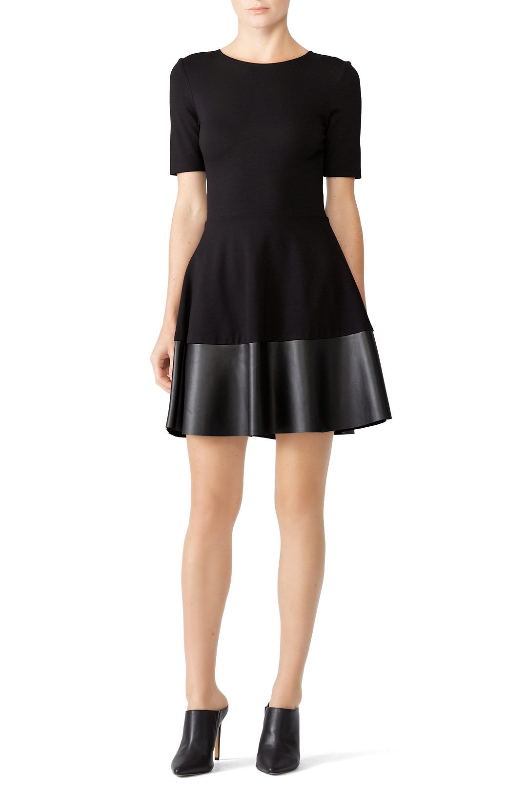 Black Pleather Trim Dress by Slate & Willow 0