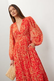 V-Neck Printed Maxi Dress by Toccin