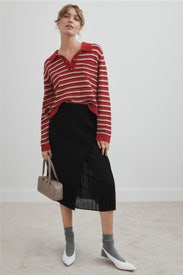 Black Midi Skirt With Pleat Details by Claudie Pierlot