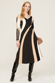 Spiral Blocked Flare Dress by Donna Karan New York
