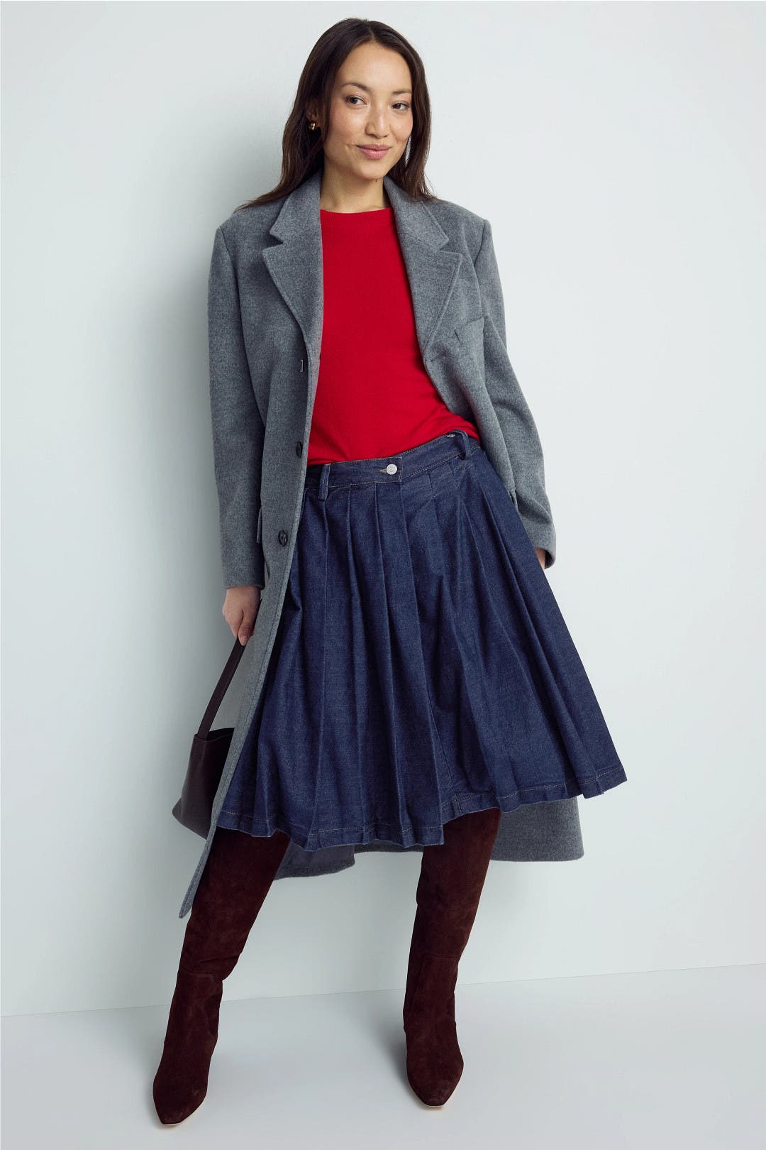 Denim Pleated Mini Skirt by 7 For All Mankind | Rent the Runway