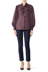 Maroon Dot Finley Blouse by Hunter Bell