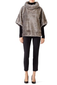 Grey Faux Mink Cape by kate spade new york